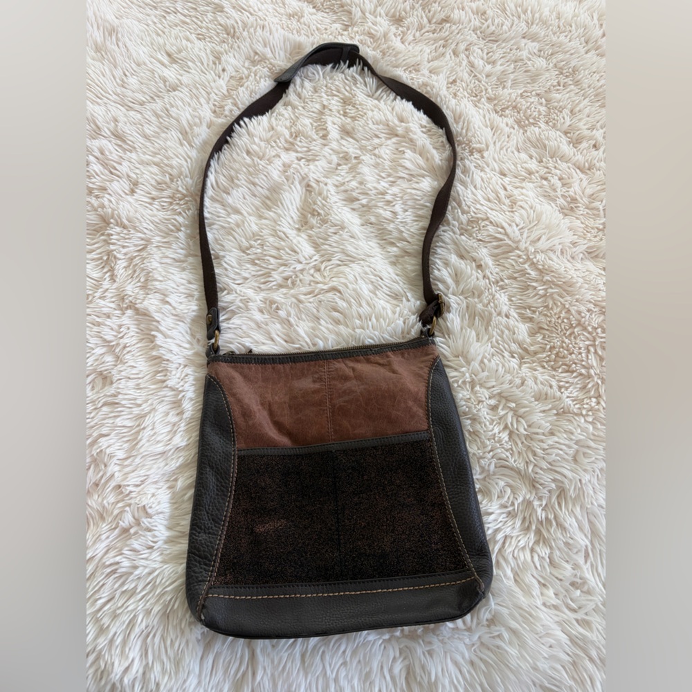 The Sak Brown and Black Leather Crossbody Bag - Picture 2 of 5